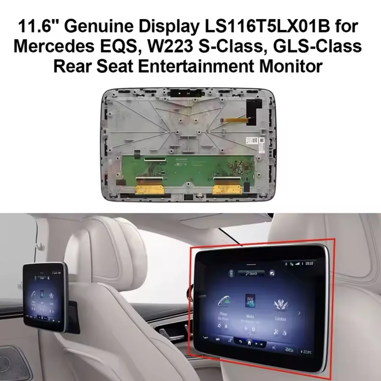 

NEW 11.6 inch LCD Display LS116T5LX01 LS116T5LX01B for Mercedes Benz W223 W167 GLS EQS S-Class Rear Entertainment Touch Screen