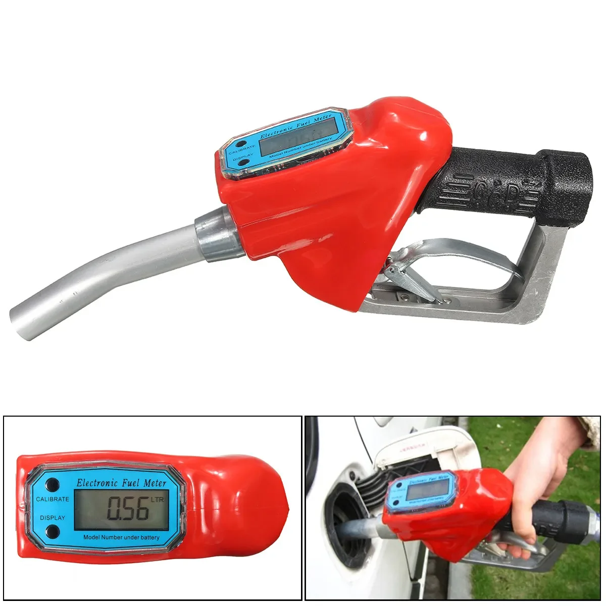 Aluminum Digital Flow Meter Indicator Fuel Gasoline Petrol Oil Refueling-Gun Nozzle Gas Station Refuel Injection Tools