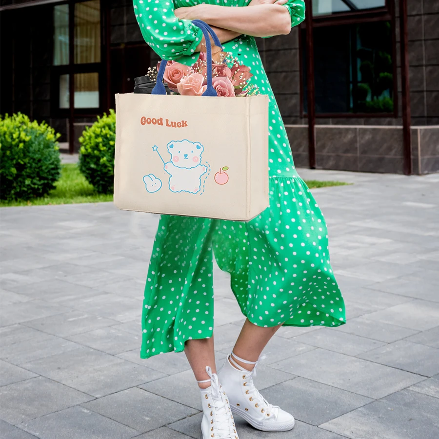 

Модная новая женская сумка с мультяшным принтом, холщовая сумка большой вместимости для пикников и путешествий