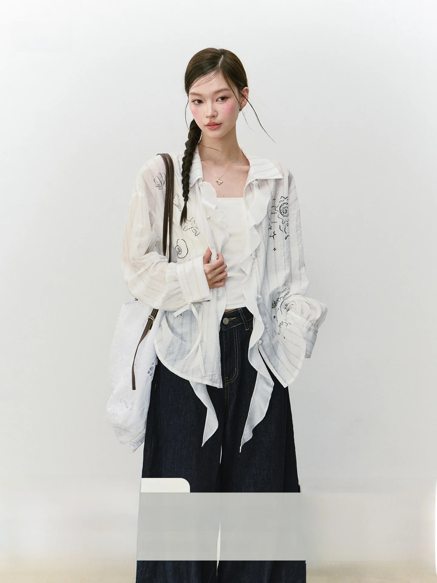 

Iceeyy Casual Long Sve Women's irt Versatile Loose Fit Sun Protection Ocean Sle Detachable Straps Tie Dye Striped