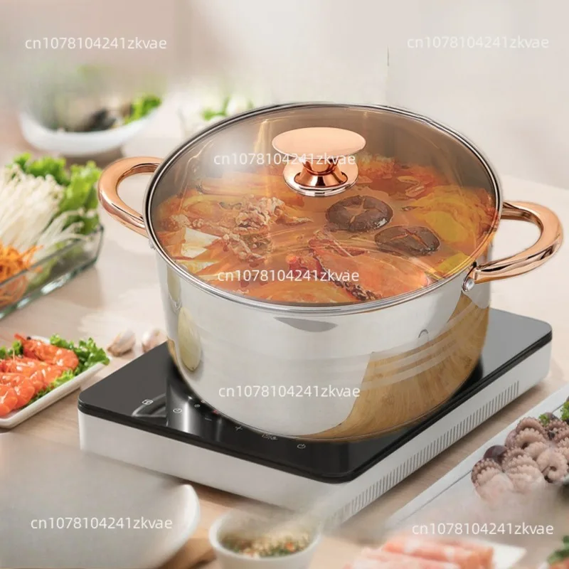 Binaural Stainless Steel Soup Pot Saucepan Matte Pattern Thickened High-grade