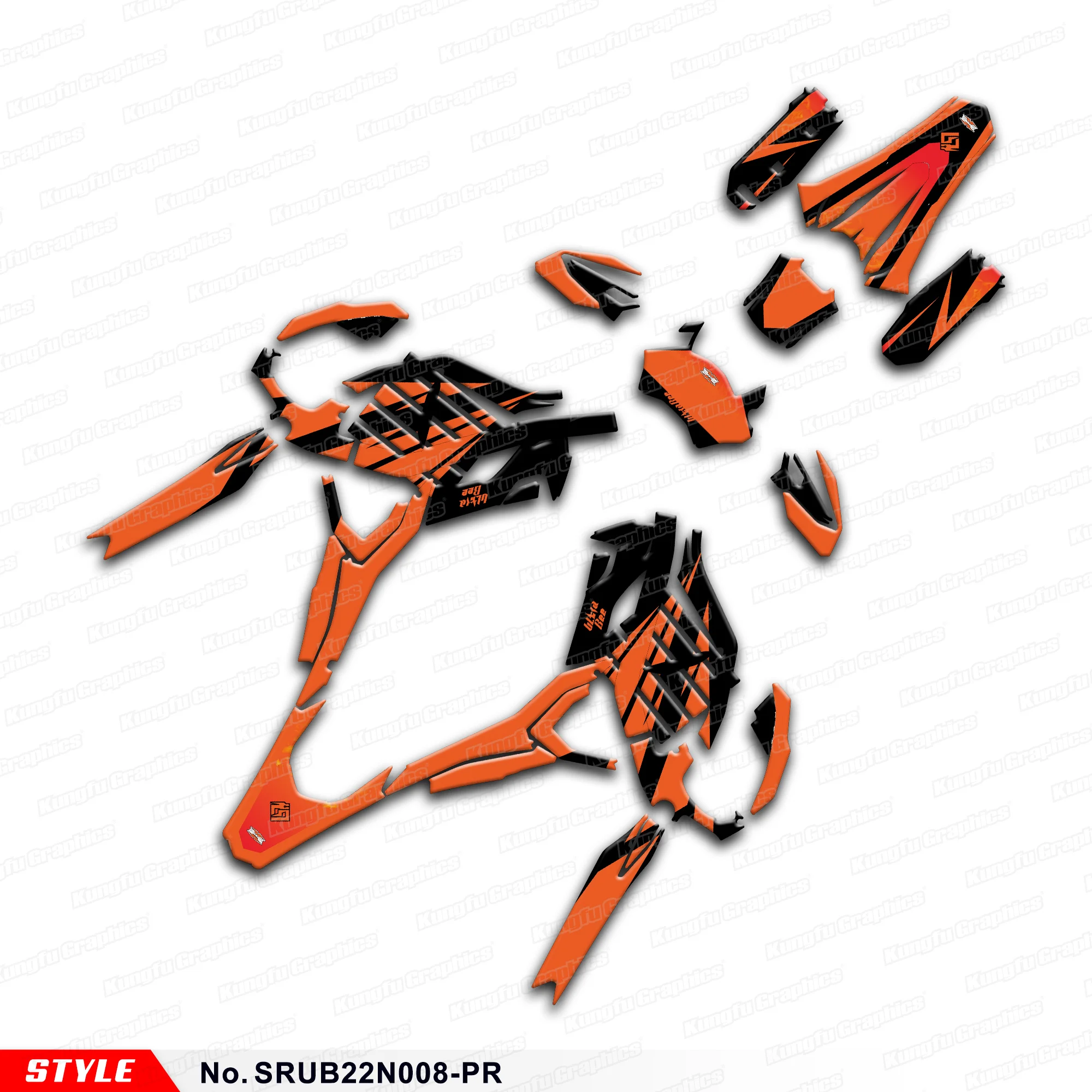 

for Sur Ron Ultra Bee R Surron Aftermarket Graphics Dirt eBike Stickers Deco Wrap Kit, Orange, Style No.SRUB22N008-PR