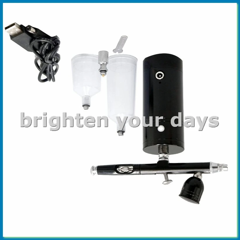 

Multi-Purpose Airbrush Air Compressor Kit Dual Action 0.3mm Nozzle 7CC Capacity Paint Sprayer Kit-A79U