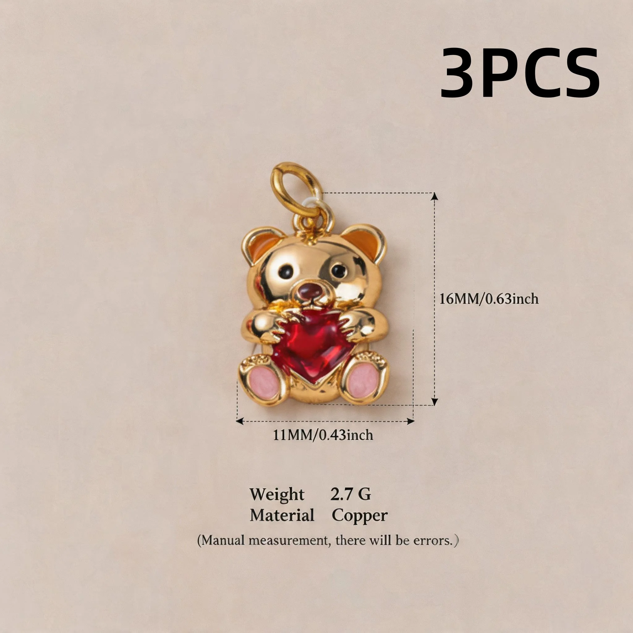 3 Stück Modische und Schlichte Neue Katzen-Doppel-Liebes-Schleifen-Pferde-DIY-Anhänger Charms für Schmuckherstellung – Detail 3