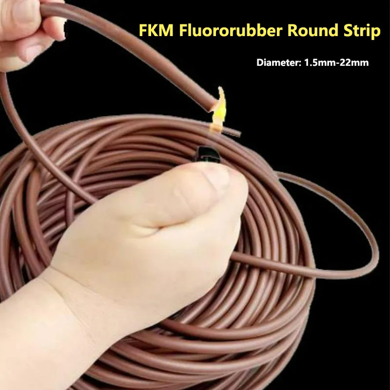 Fluororubber Brown Sealing Strip O-ring Rubber Rope Dia 1.5~22mm FKM Solid Seal Mechanical Round Strip Acid and Alkali Resistant