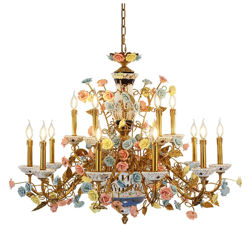 Rococo Flower Basket Lamp Chandelier Pendant Lights Vintage Art Deco Chandelier