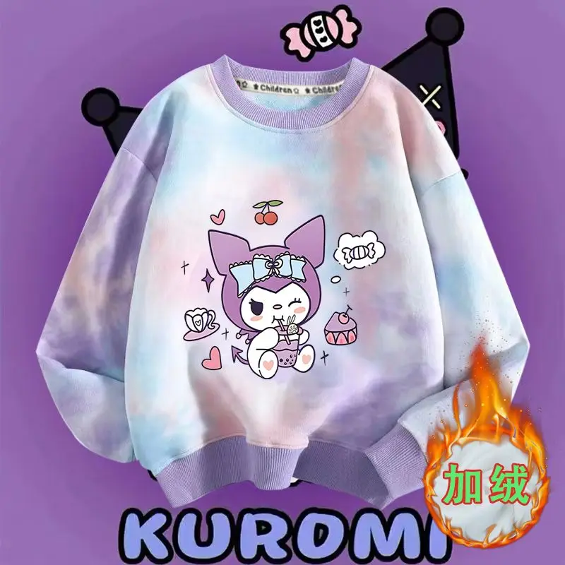 Kawaii Kuromi Sanrio الطلاب لطيف الكرتون ملابس رياضية مريحة الأطفال الدافئة هوديي بلوزة الأساس قميص هدية للأطفال
