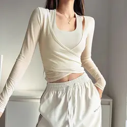 Sexy Mesh Slimming Yoga Suit for Women, Gathering Together, Sports Bra, Two Pieces, Quick Dry Training, Pilates Cover Up Blouse