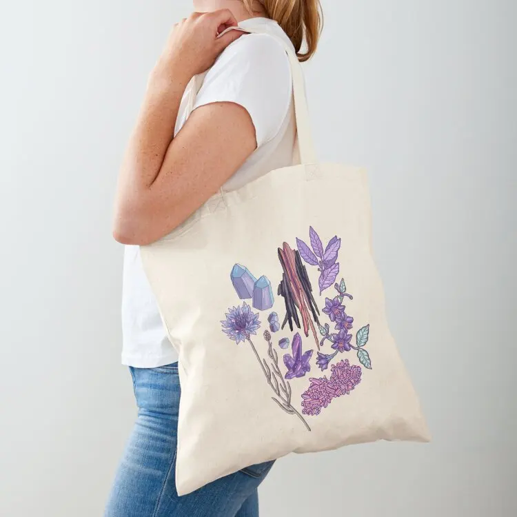 

Purple flowers and jewels. Tote Bag eco pack reusable shopping bags eco bag folding