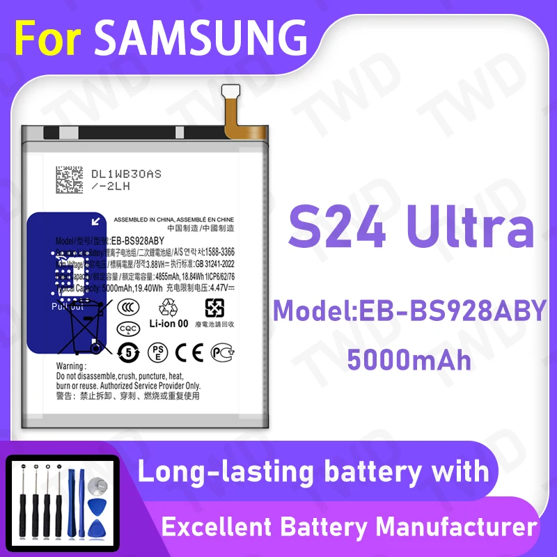 

100% New High Quanlity Battery EB-BS928ABY For Samsung Galaxy S24 Ultra Battery+ Free Tools