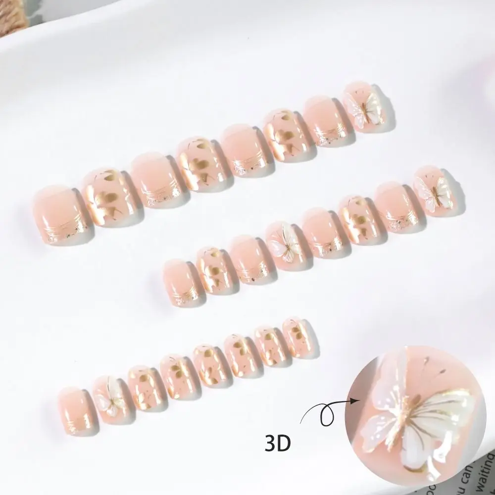 24 ชิ้นเล็บปลอมเล็บปลอมดอกไม้เล็บปลอมที่ถอดออกได้ปลายเล็บฝรั่งเศส DIY