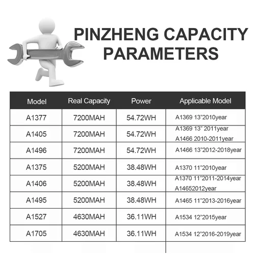 Imagen 2 del producto PINZHENG batería del ordenador portátil para Macbook Air 13 ''A1466 A1369 A1465 11'' A1370 12'' A1534 A1377 A1405 A1496 A1375 A1495 A1527 A1705