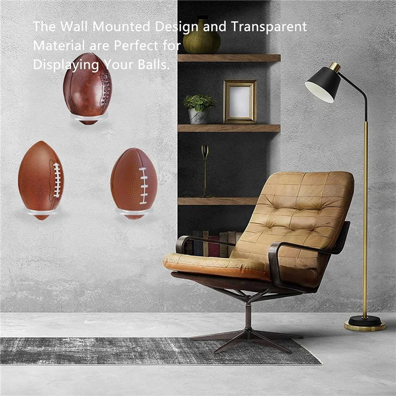 L71A 8個入り バスケットボールホルダー 壁掛け アクリル製 サッカーボールディスプレイラック 透明ボールホルダー棚