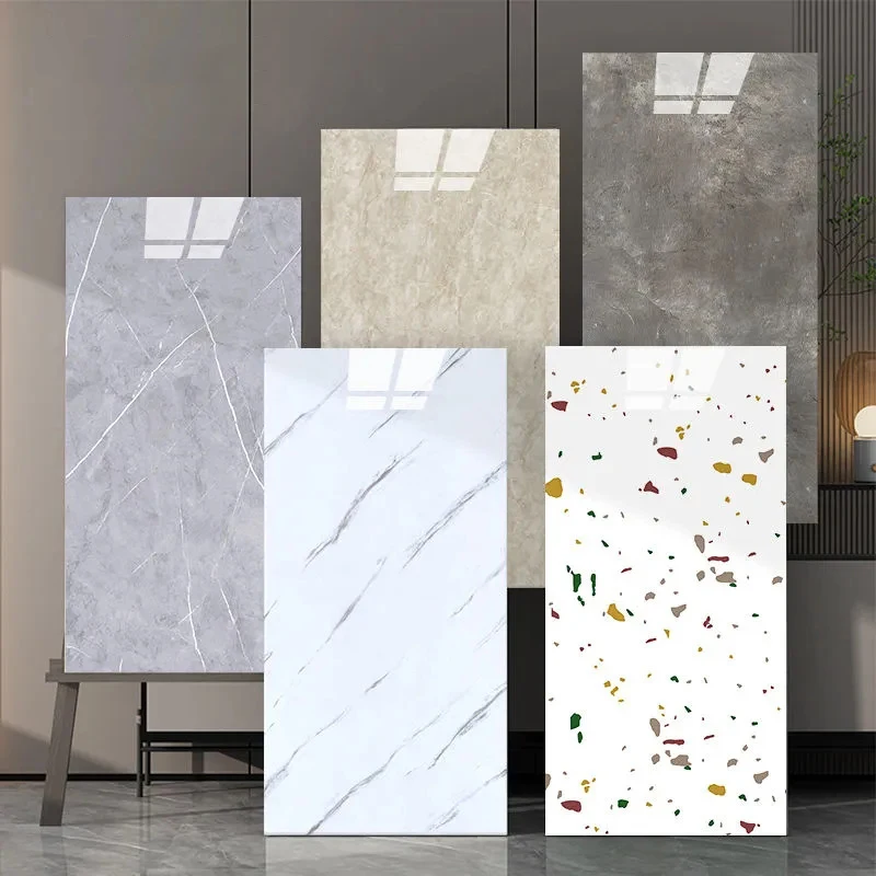 2026 Modern High Glossy PVC Wall Panels Marble Look Eco-Friendly Non-Toxic Soundproof Geometric Waterproof Entertainment Living