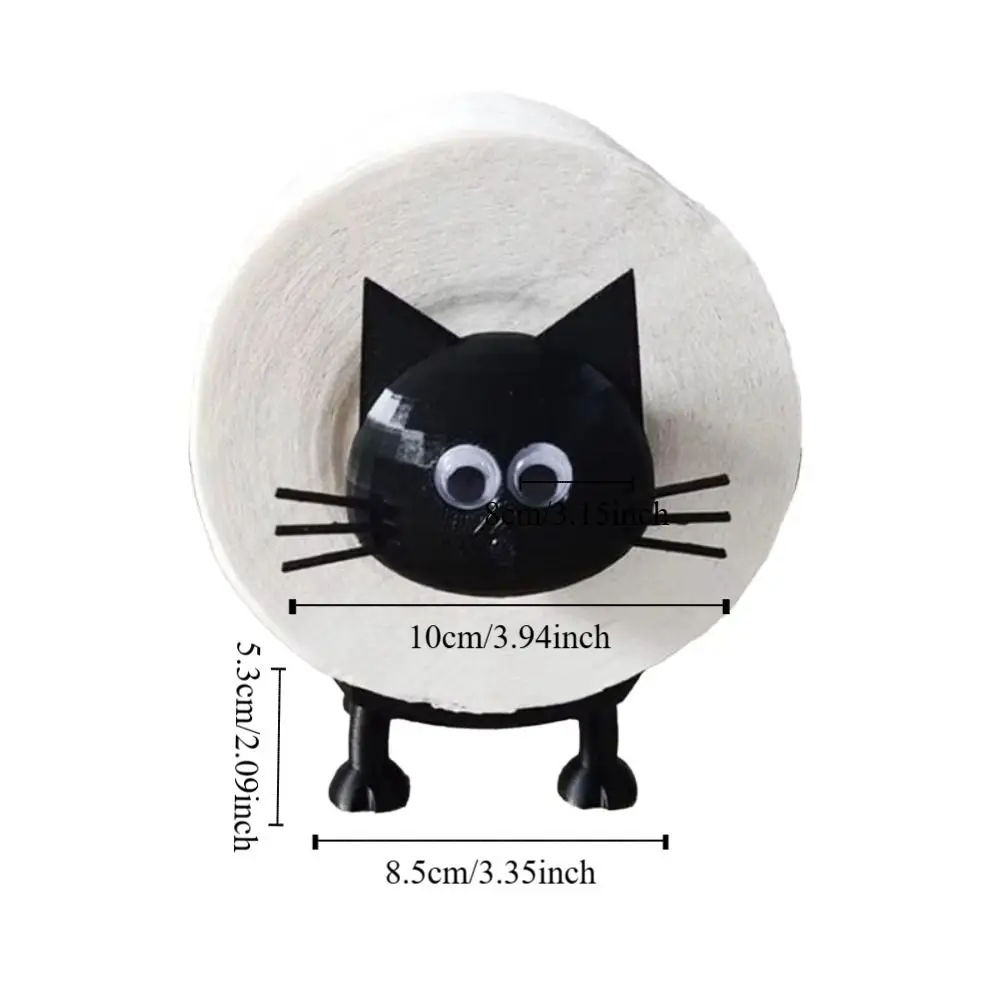 3 PCS Cat Shape Roll Paper Holder 3D Printed Bath Storage Toilet Paper Rack Loo Roll Holder Black Toilet Tissue Rack Kitchen