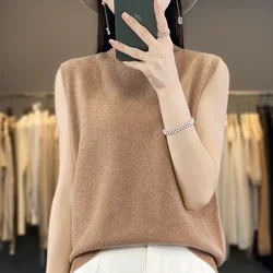 New Spring And Autumn High-end Half turtleneck Sleeveless Women's Knitted Woolen Sweater Sleeveless Top Vest WQ811