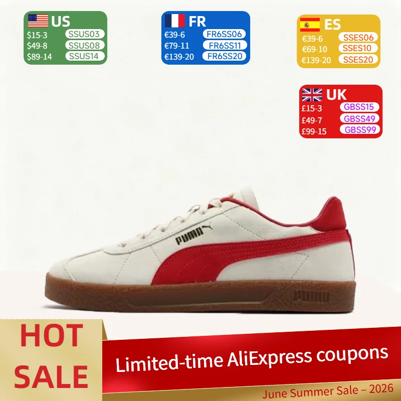 

Puma Club NL T2 Stylish,versatile, durable, lightweight, breathable low-top sneakers for men and women – Red and White 401514-06