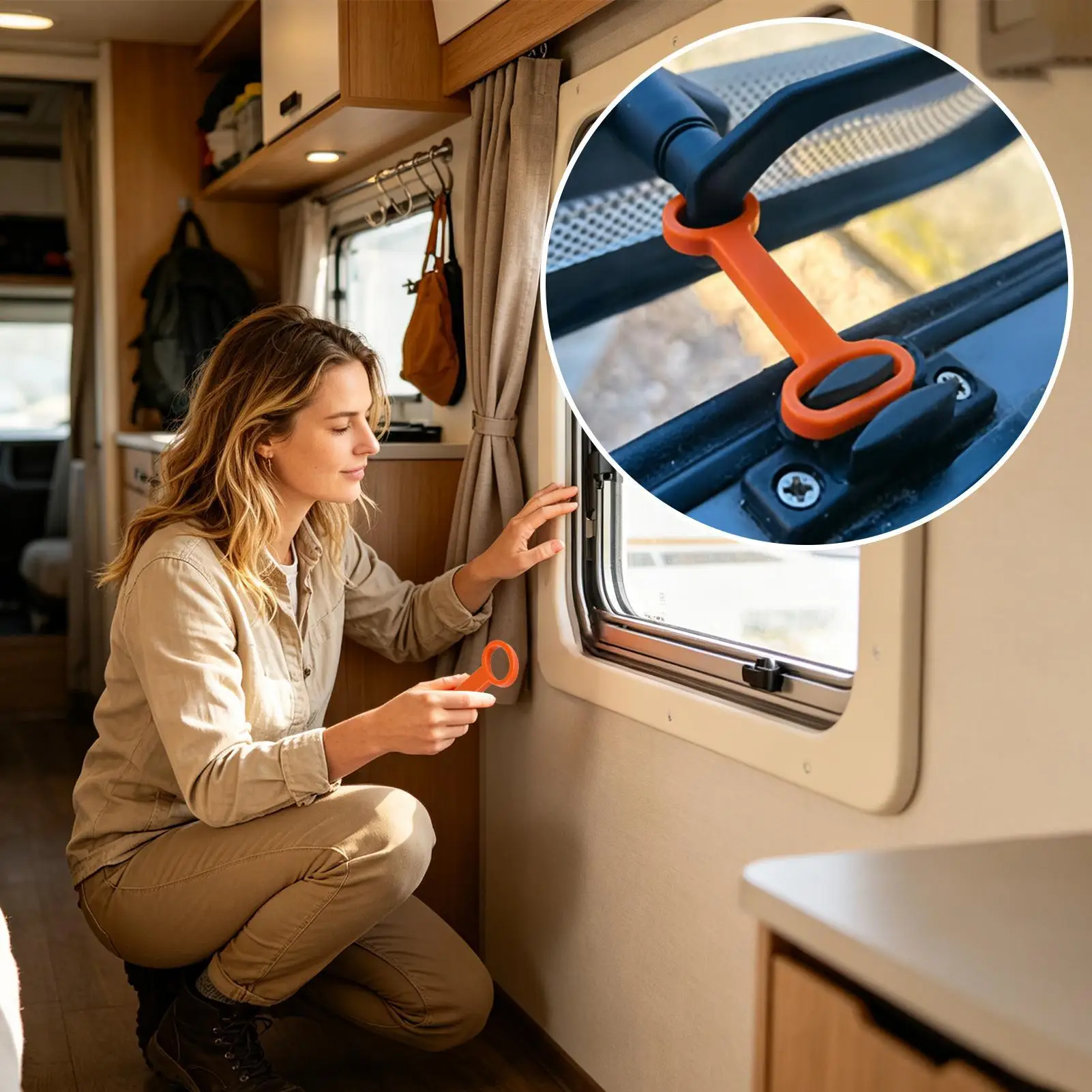 RV Window Lock Tight Fit Secure Locking Shock-Resistant Tool Motorhome Window Ventilation Stay For Park Resting Road Trips