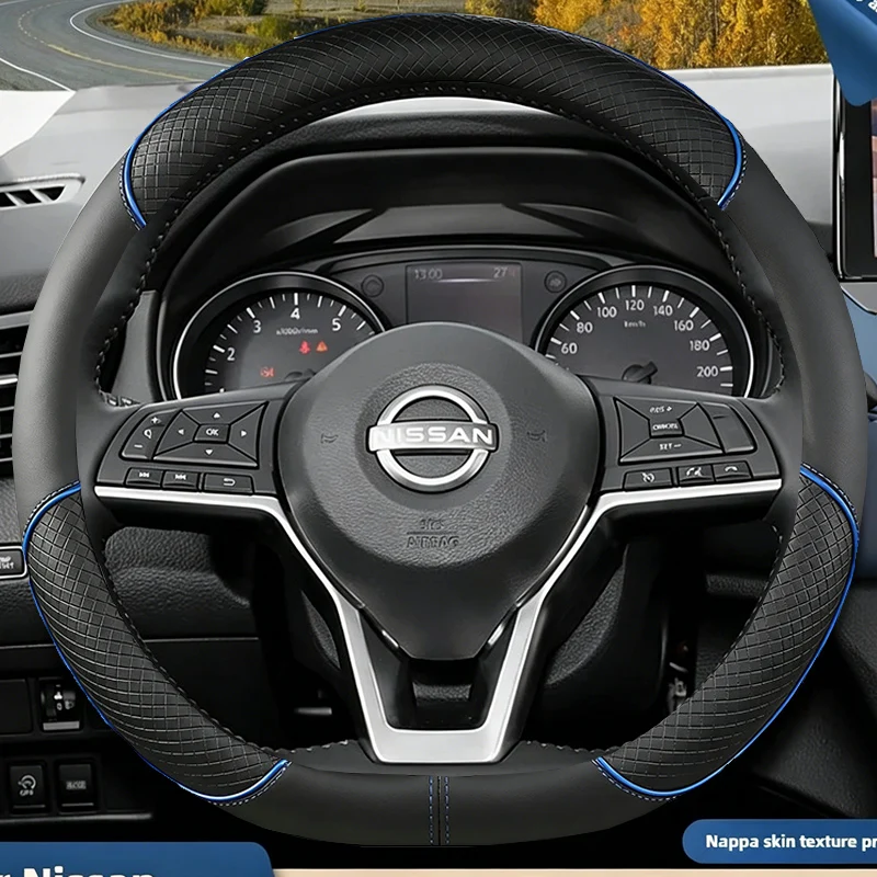 Leather Car Steering Wheel Cover for Nissan Patrol Y63 Xtrail Kicks Qashqai Versa Sentra Altima Armada 2011 - 2025 Accessories