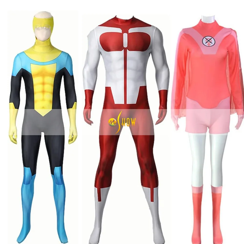 Men's Invincible Costume Halloween Cosplay Bodysuit Mark Grayson Omni Man Nolan Grayson Atom Jumpsuit Full Set