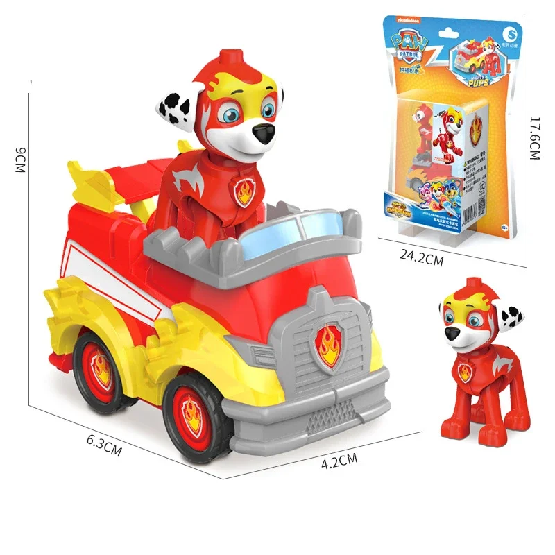 Pat Patrol Anime Toys Superpower Car Paw Patrol Building Blocks Pull-Back Vehicle Chase Skye Marshall Rubble Kids Birthday Gifts