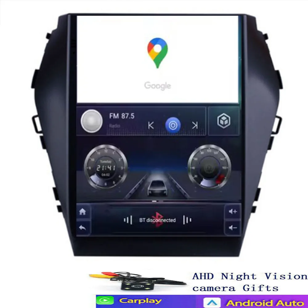 Rádio automotivo android14 para hyundai santa fe 3 ix45 2012-2050 tesla automotivo multimídia carplay auto wifi bluetooth estéreo 1din 4g