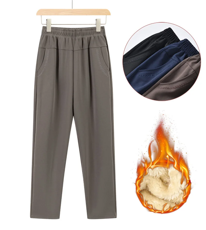 

Oversize Women Trousers New Autumn Winter Elastic High Waist Casual Pants Female Straight Pants Middle Aged Mother Long Pant