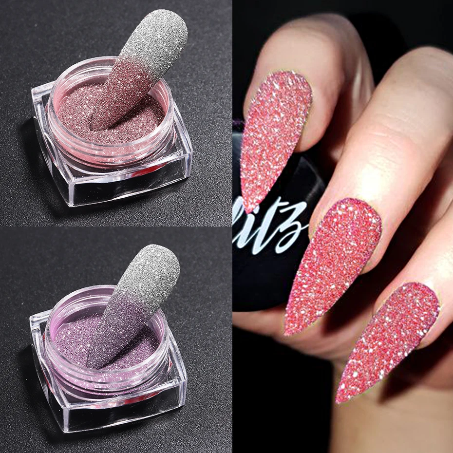 Reflective Flash Temperature Changing Nail Glitter Powder Sugar Sand Effect Chrome Disco Diamond Pigment Sequins Decora LEWB-F