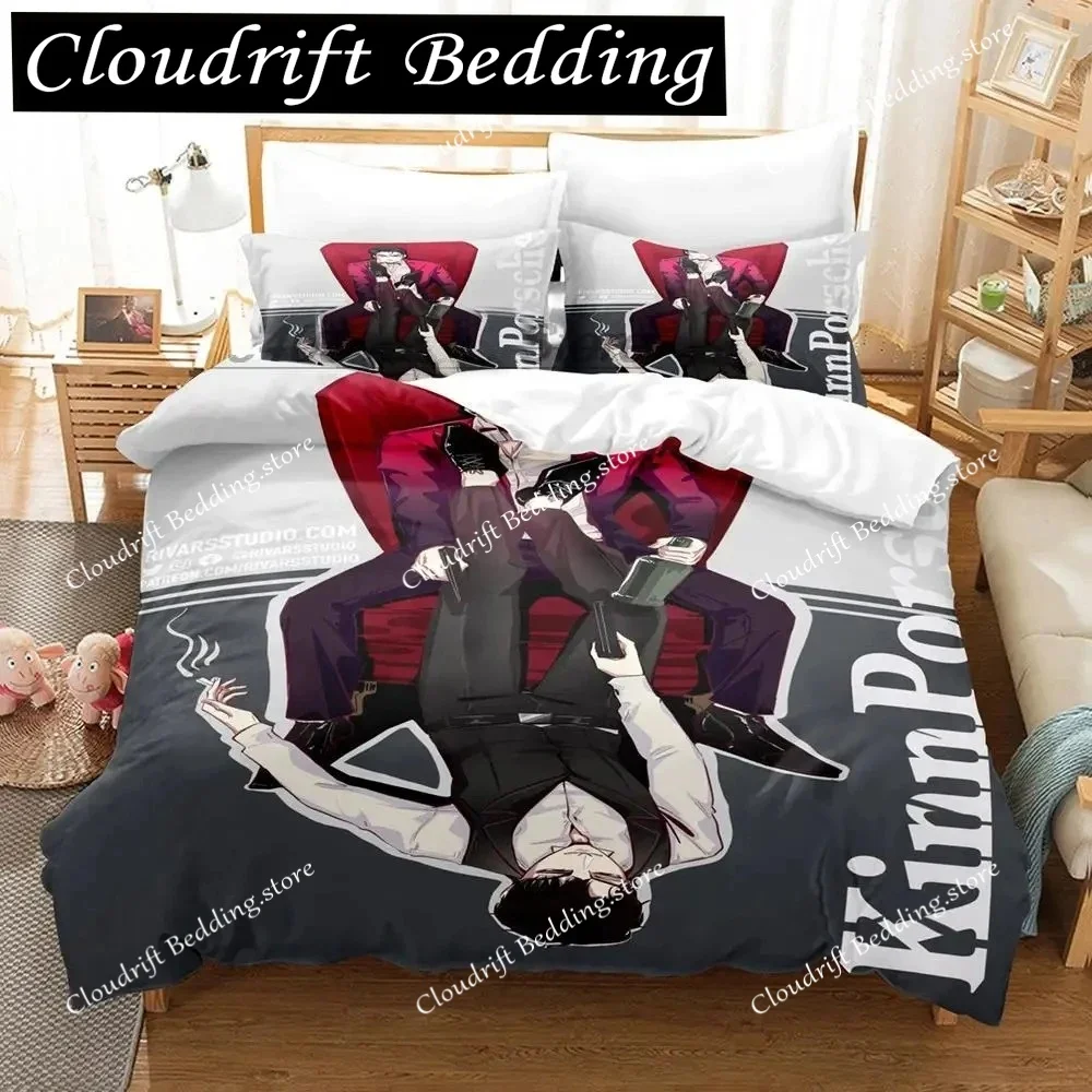 KinnPorsche Bedding Set Single Twin Full Queen King Size Bed Set Aldult Boy Bedroom Duvetcover Sets 3D Print Anime bed sheet set