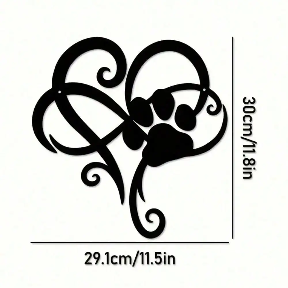 CIFbuy Infinite Heart Paw Print Metal Wall Art, Infinity Symbol Iron Decor Sign, Love Beyond Measure Memorial For Dog Cat Mom Ro