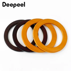 2Pcs Deepeel 12.8-13.5cm New Round Wooden Handle DIY Handbag Sewing Brackets Wood Ring Bags Handles Purse Frame Bag Accessories