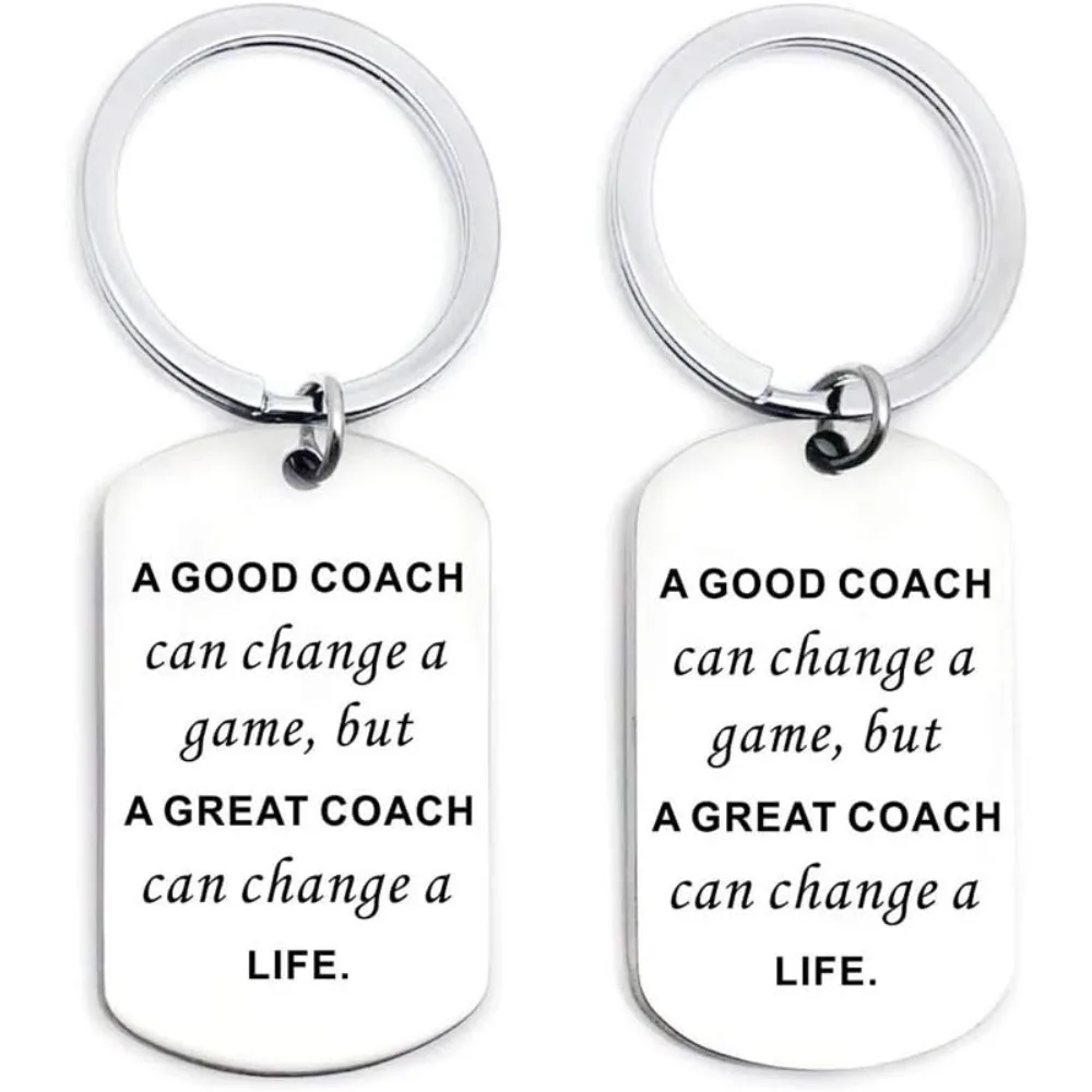 2 Pcs Stainless Steel  Keychains Keyring Charm Ring Keyfob Sport Coach Gifts for