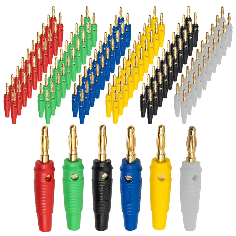 20 sztuk 4mm wtyki bananowe muzyczny kabel głośnikowy Pin przewód wtykowy bananowe złącza czysta miedź pozłacana