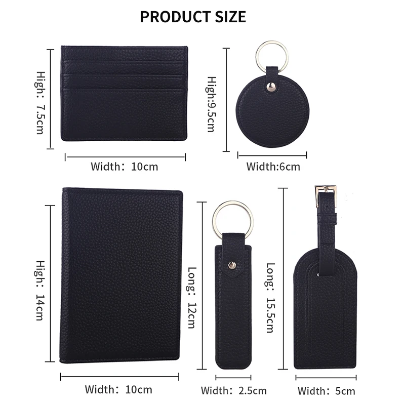 Slim Pebble Leather Credit ID Card Holder Keychain Luggage Tag Passport Holder for Men and Women Fashion Bag Protective Case