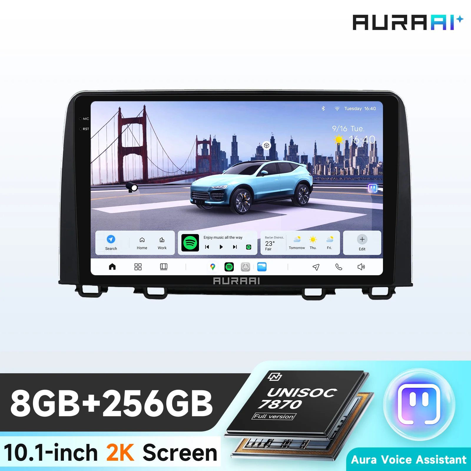 AURA AI 13,1'' 11,5'' 10,1'' 2K-scherm autoradio met Android voor Honda CRV 2017-2021, 2Din multimediaspeler, videonavigatie, 4G, Carplay, 8-core Qualcomm autoradio, 360°-camera, draadloze CarPlay