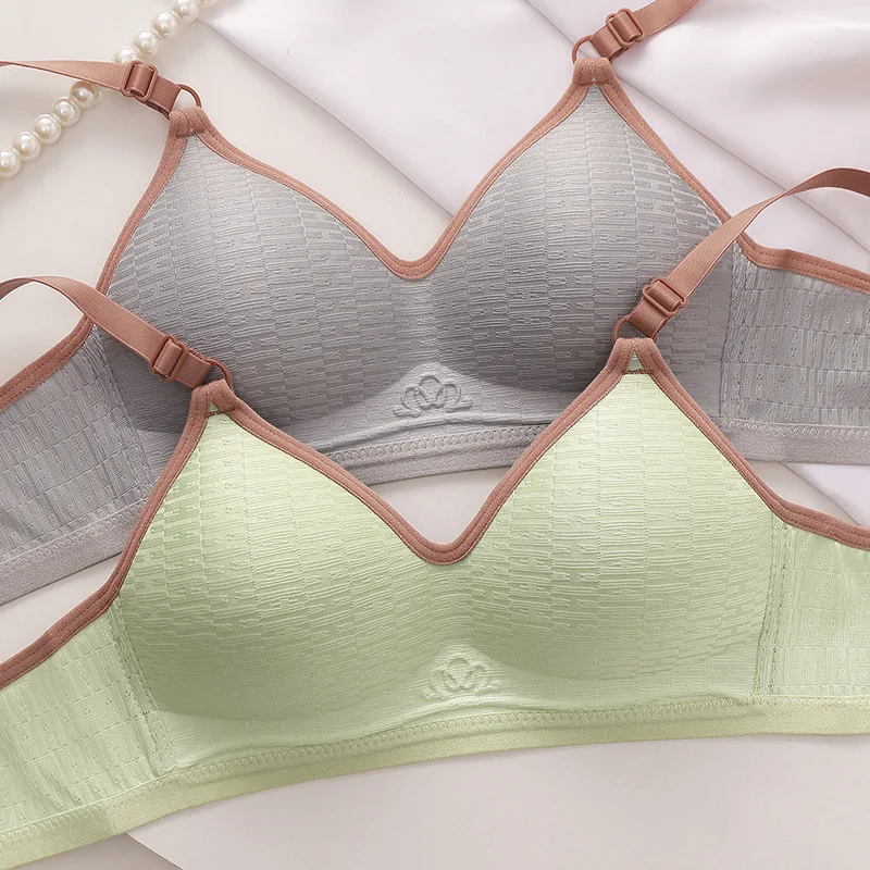 لا يوجد سلك حلقة متباينة الصدور الصغيرة متجمعة ملابس داخلية جيدة التهوية للنساء حلوة على شكل حرف U جمال الظهر دعم حمالة صدر مريحة