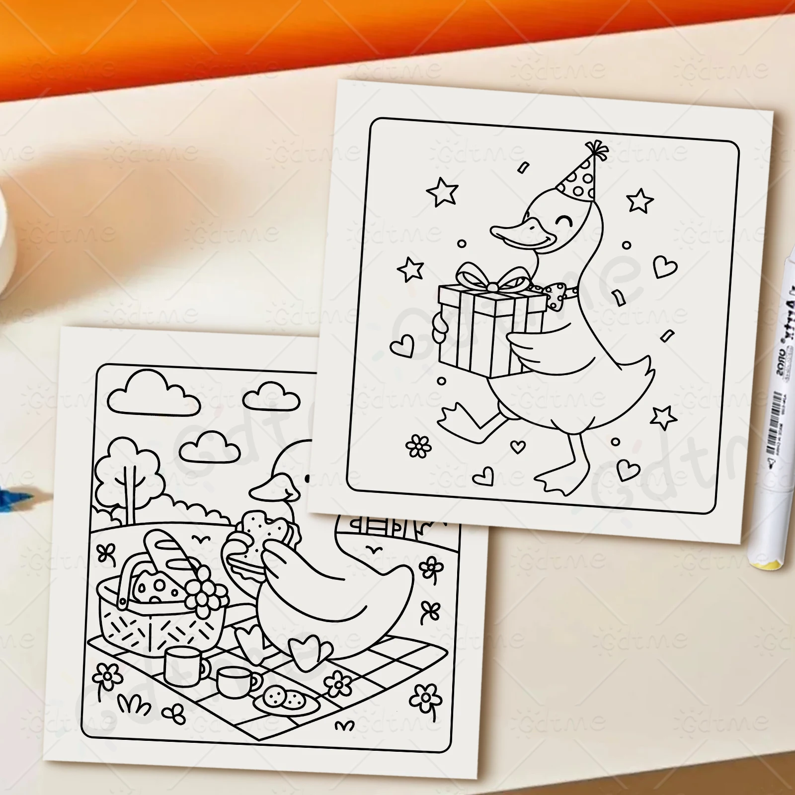 SILLY GOOSE Malbuch mit einfachen Mustern für Erwachsene, niedliches Zeichenbuch, perfektes Geschenk für Party und Geburtstag – Detail 8
