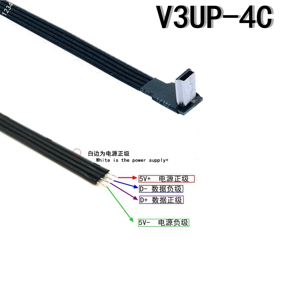 1 pçs de alta qualidade 20cm/50cm/100cm preto mini usb conector 2 fio cabo alimentação despojado corrente máxima 2a para torta de framboesa diy