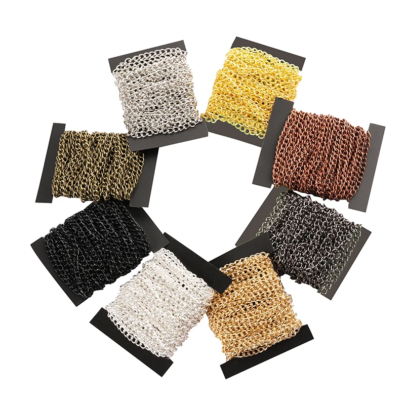2Meters 2.5/3.5/4.5mm Metal Chains Flat Extension Chains Gold Silver Color For DIY Jewelry Making Bracelet Necklace Accessories view 4