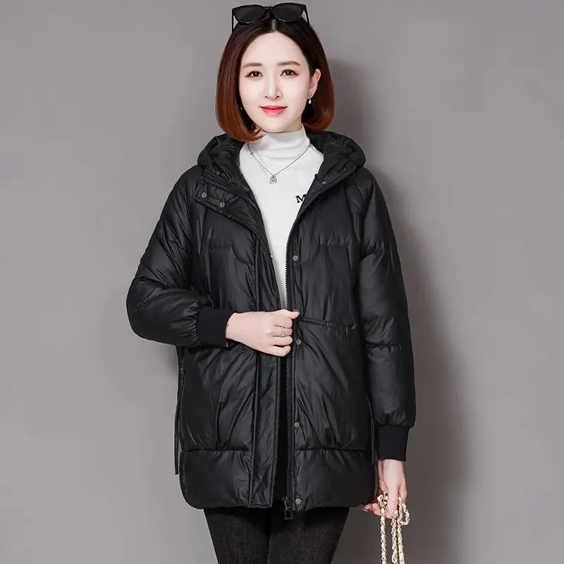 

Down Cotton Jacket 2023 Winter New Elegant Fashion Loose Fit Women's Coat Versatile Casual Large Size Female Outerwear 4XL