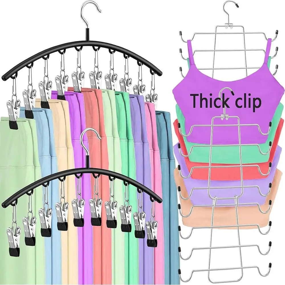 

Hot with Clips Portable Hanger Space Saving Storage Convenient Women Tank Top and Leggings Hanger Metal Hangers Shorts Tank