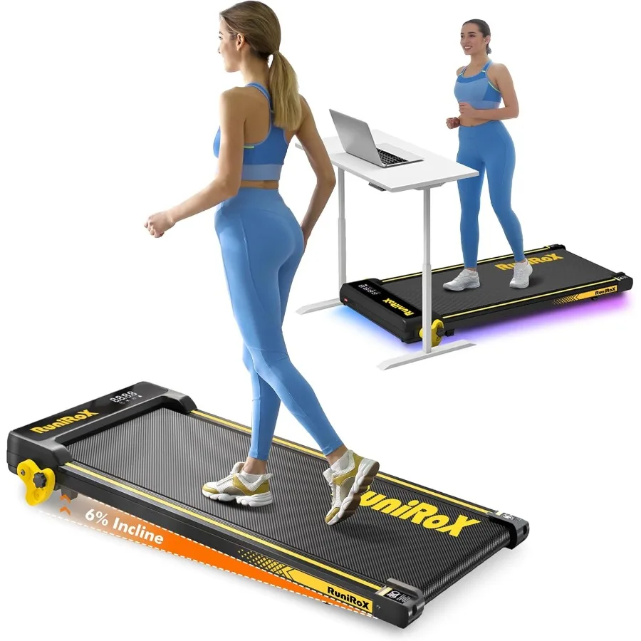 Alat Jalan Kaki dengan Kemiringan, Treadmill Portabel dengan Pegangan untuk Penggunaan di Rumah, Kantor, di Bawah Meja, Treadmill untuk Ruang Sempit