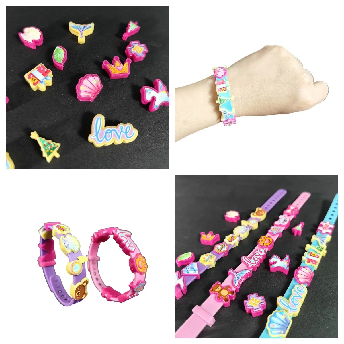 Pulseira de contas coloridas artesanal diy material pacote tema festa de aniversário decoração meninas brinquedo de aniversário presente pulseira natal