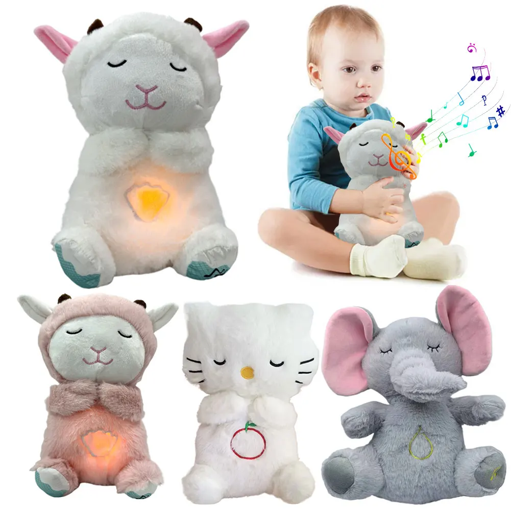 

Cute Animal Baby Sound Machine with Music Lights Rhythmic Breathing Motion Sleeping Music Toy Musical Baby Toy for Newborns