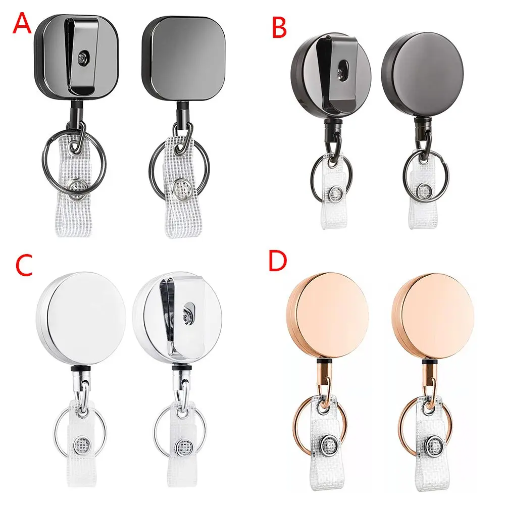 LLavero de Metal con Clip retráctil, carrete de cadena extensible, cordón de identificación, etiqueta de nombre, soporte para tarjeta, novedad