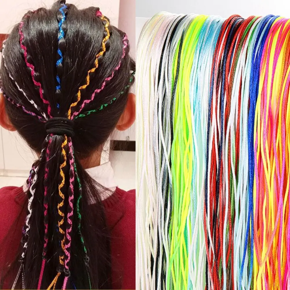 10PCS 1M Mix Colorful Braided Hair Rope Dirty Braid Long Braiding Hair Strings Rope Strands DIY Girl DIY Ponytail