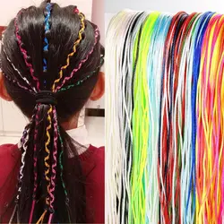 10PCS 1M Mix Colorful Braided Hair Rope Dirty Braid Long Braiding Hair Strings Rope Strands DIY Girl DIY Ponytail