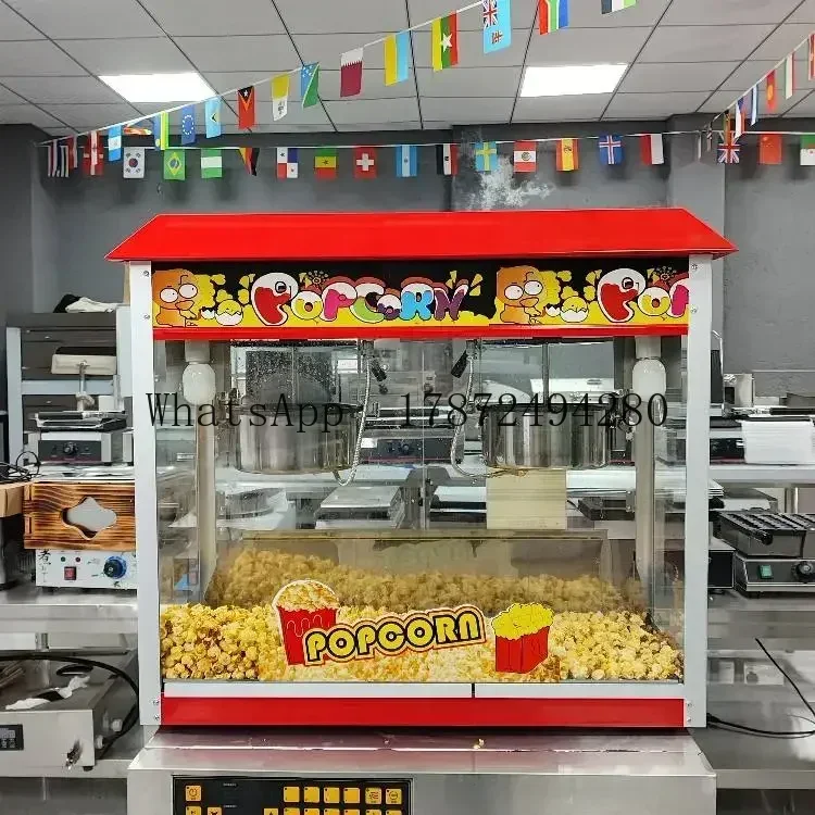 Commercial Electric Double Pot Popcorn Machine for Industrial Caramel Popcorn Making