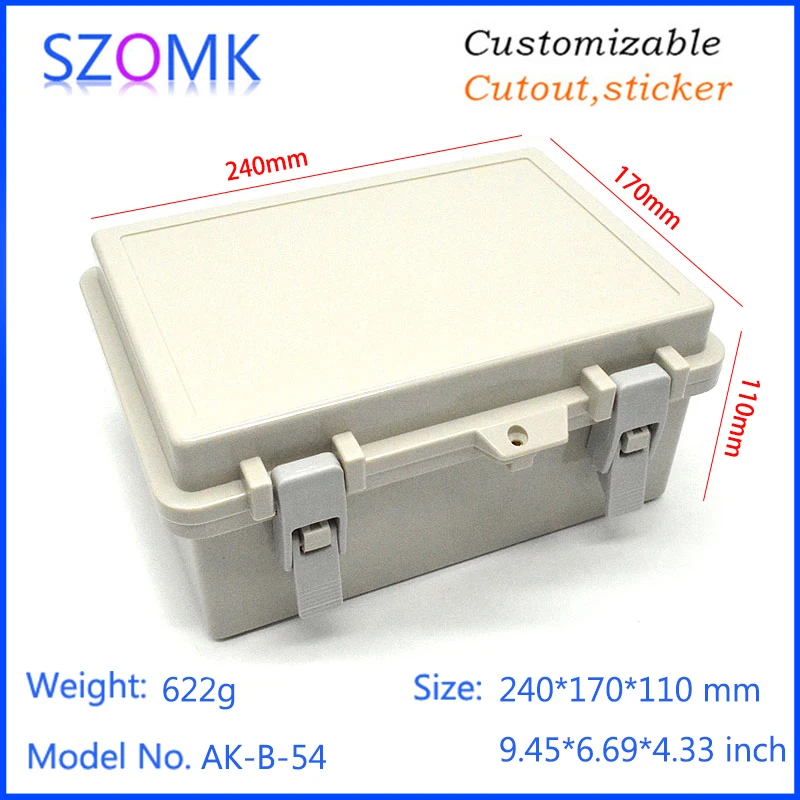 

4 Pcs 240*170*110mm szomk hinged waterproof plastic enclosures for electronic junction box IP65 plastic housing device enclosure