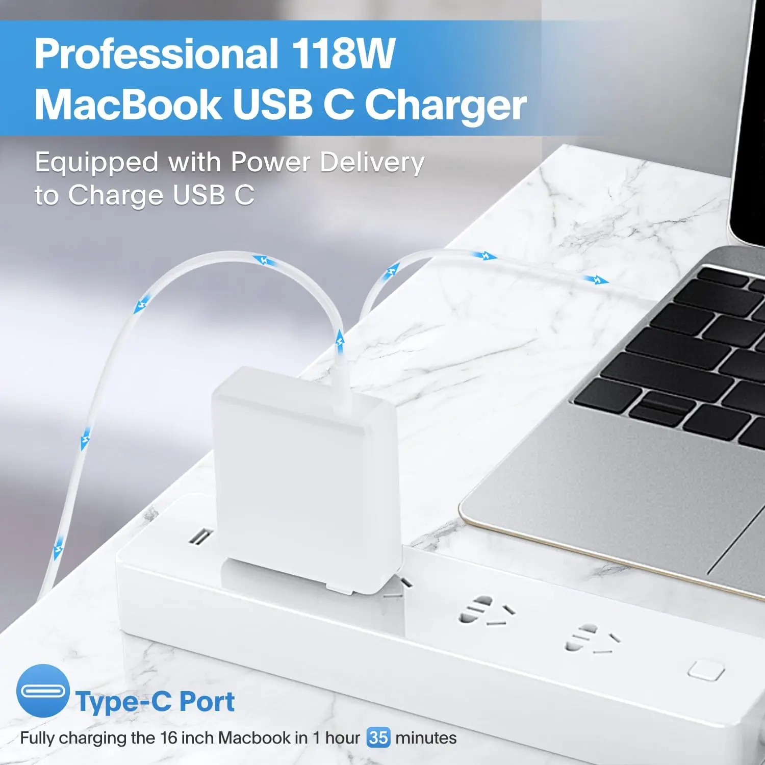 Mac Book Pro Charger - 118W USB C Charger Fast Charger Compatible with MacBook pro/Air, M1 M2 M3 M4 M5, ipad Pro, Samsung Galaxy